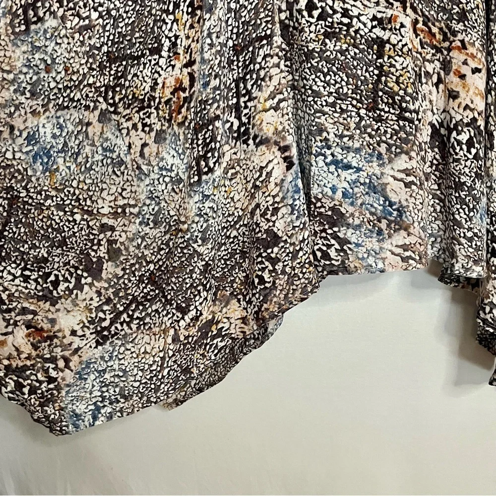 DKNY Boho Printed Midi Dress Artsy Handkerchief Hemline - Picture 13 of 15